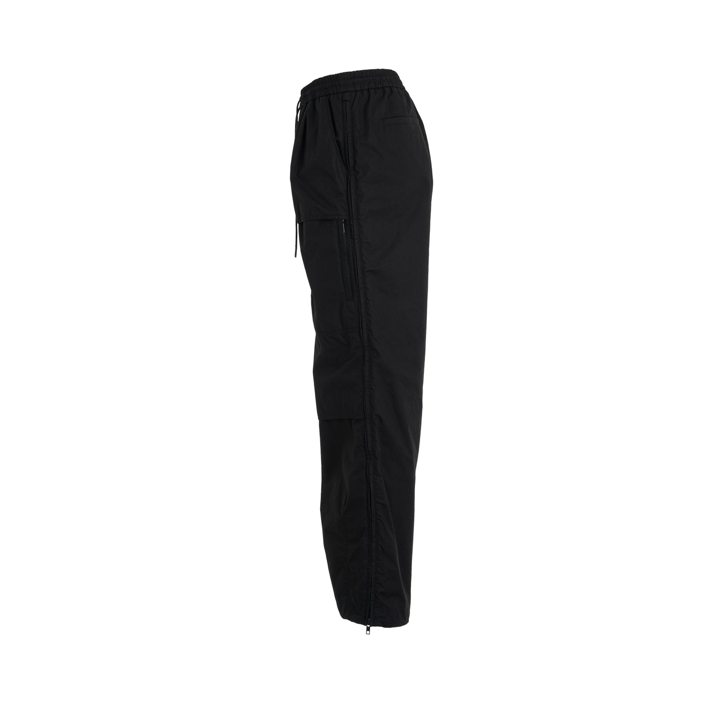 Cotton Side Zipper Pants in Black