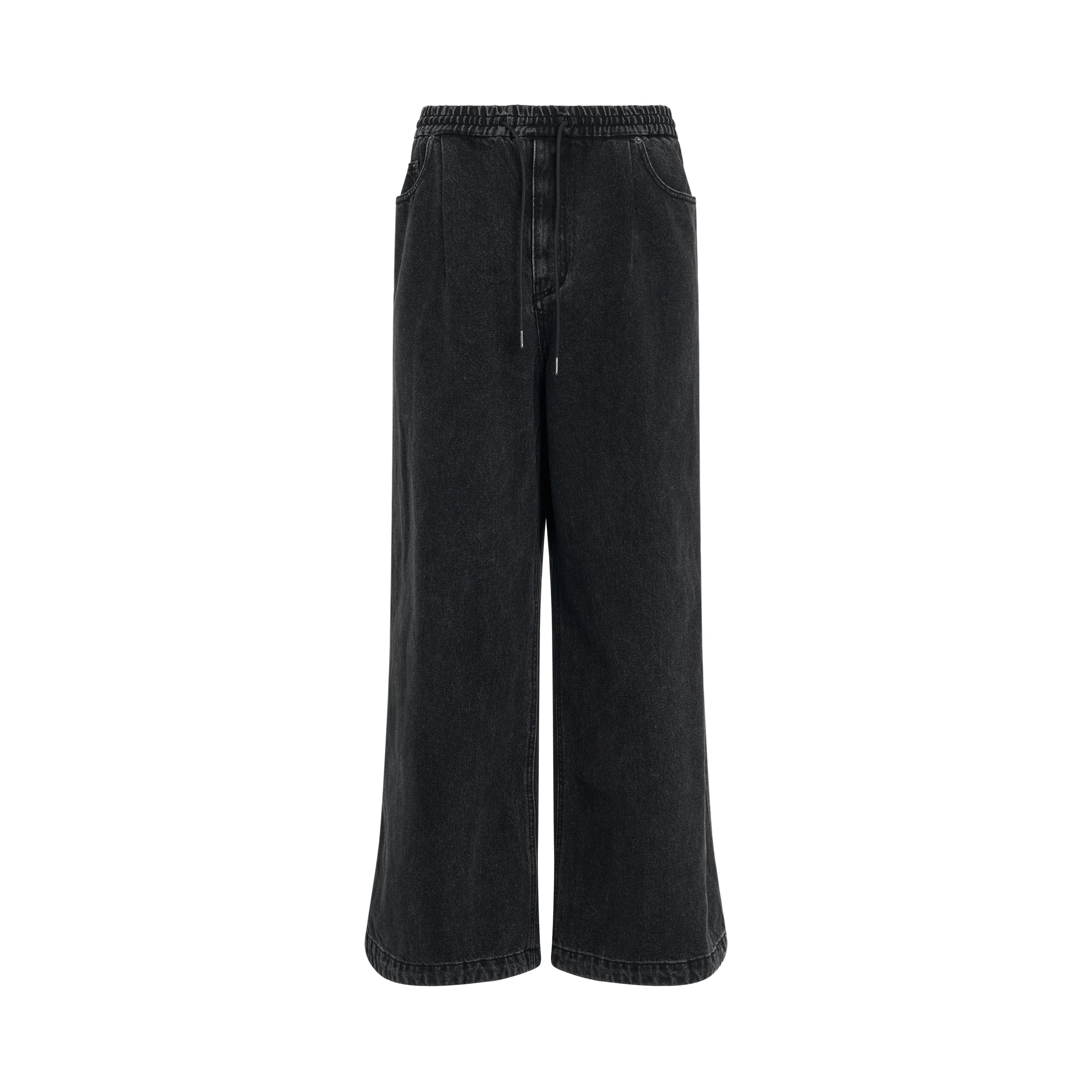 Eband Wide Denim Pants in Black