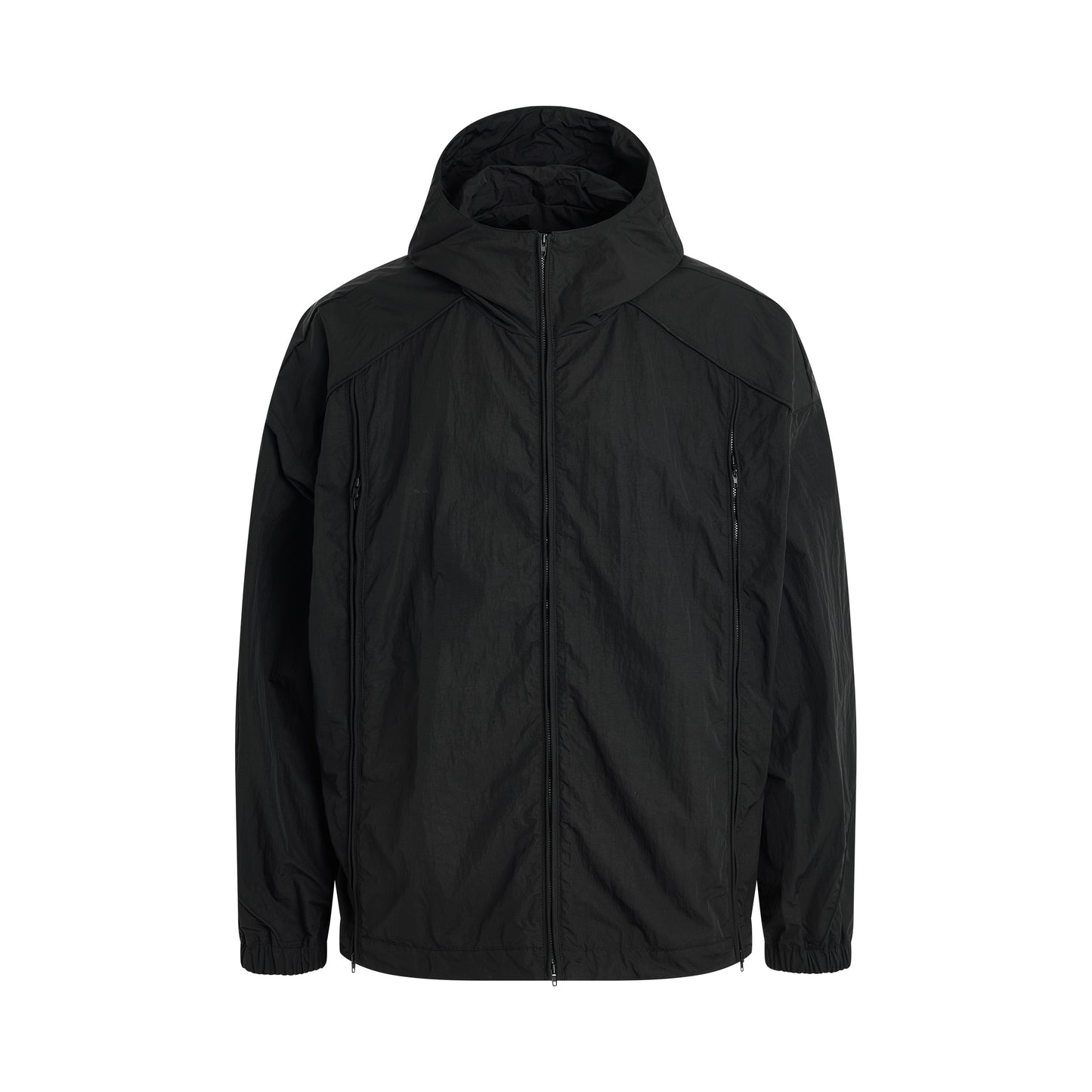 Hidden Pocket Side Zipper Jacket in Black