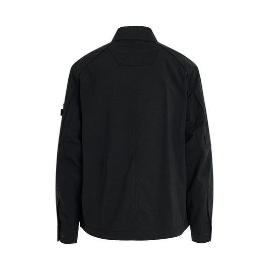 Nylon Military Detail Zip-up Shirts in Black