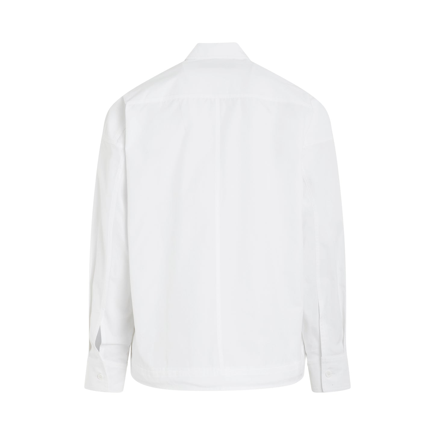 Front Pocket Hem String Shirt in White