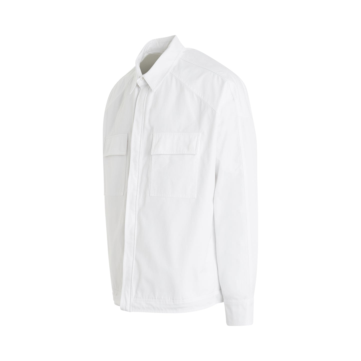 Front Pocket Hem String Shirt in White