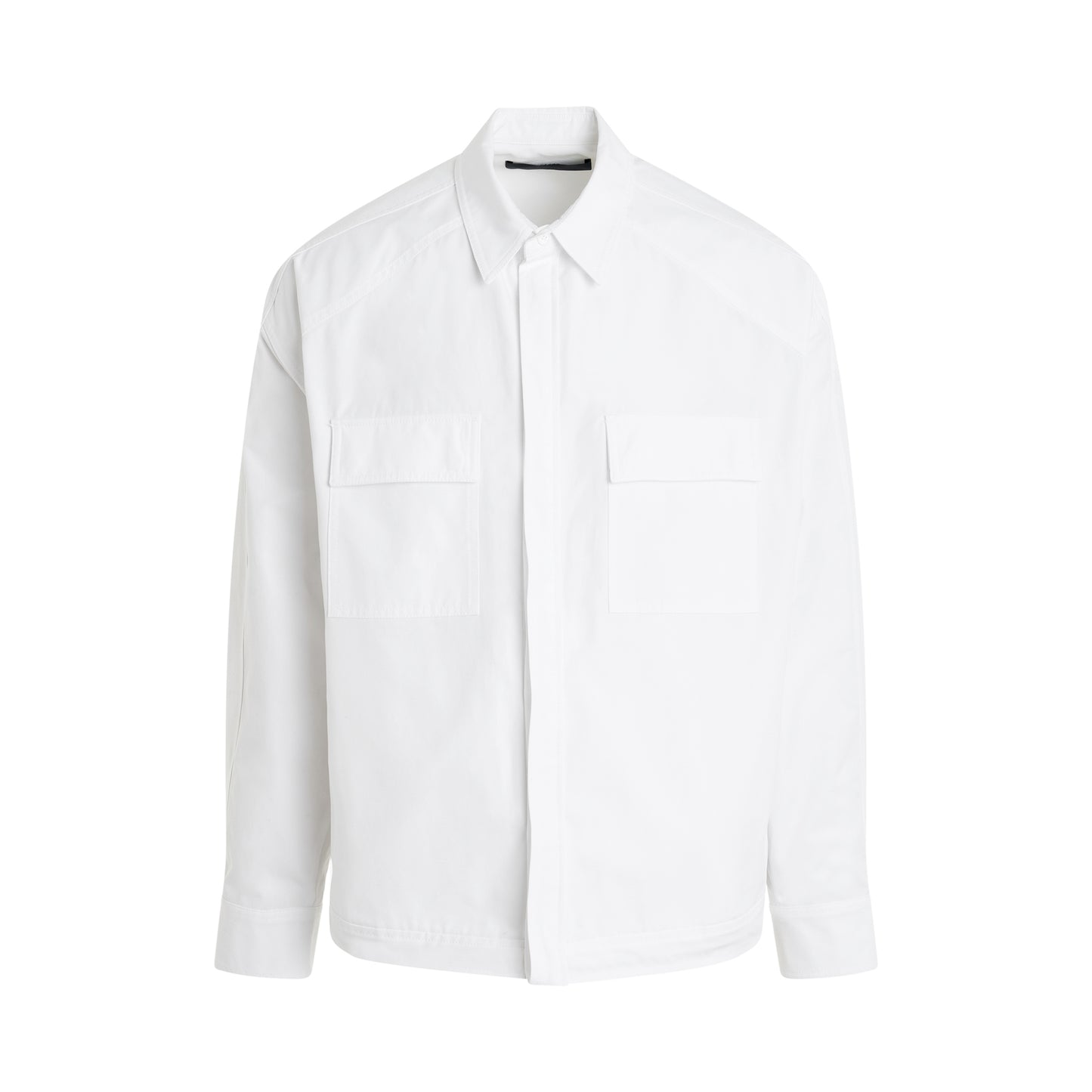 Front Pocket Hem String Shirt in White