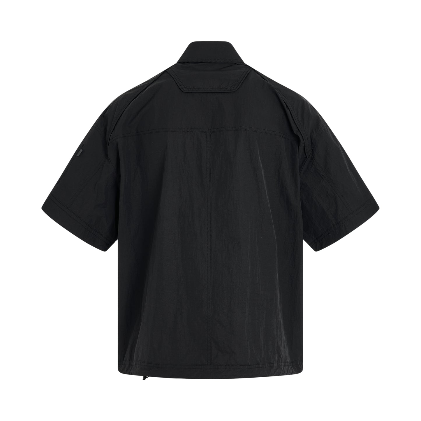 Military Short-Sleeve Zip-up Shirt in Black