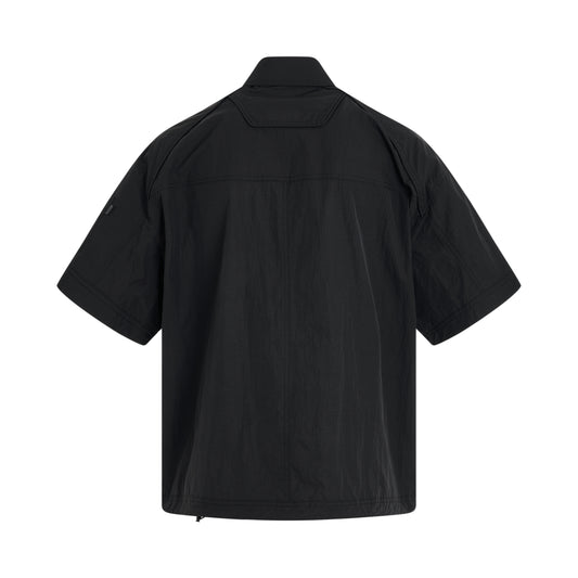 Military Short-Sleeve Zip-up Shirt in Black