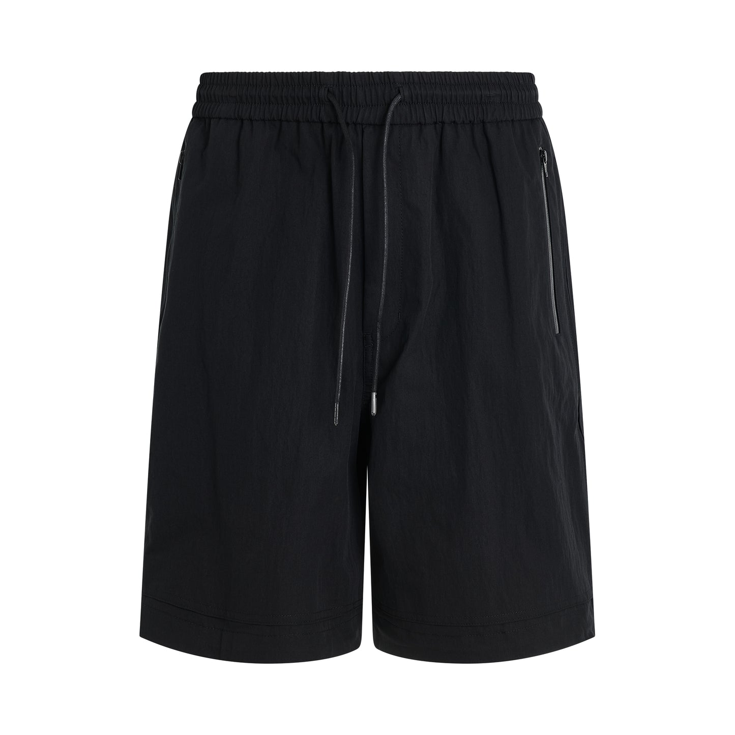 Cotton Side Zipper Shorts in Black