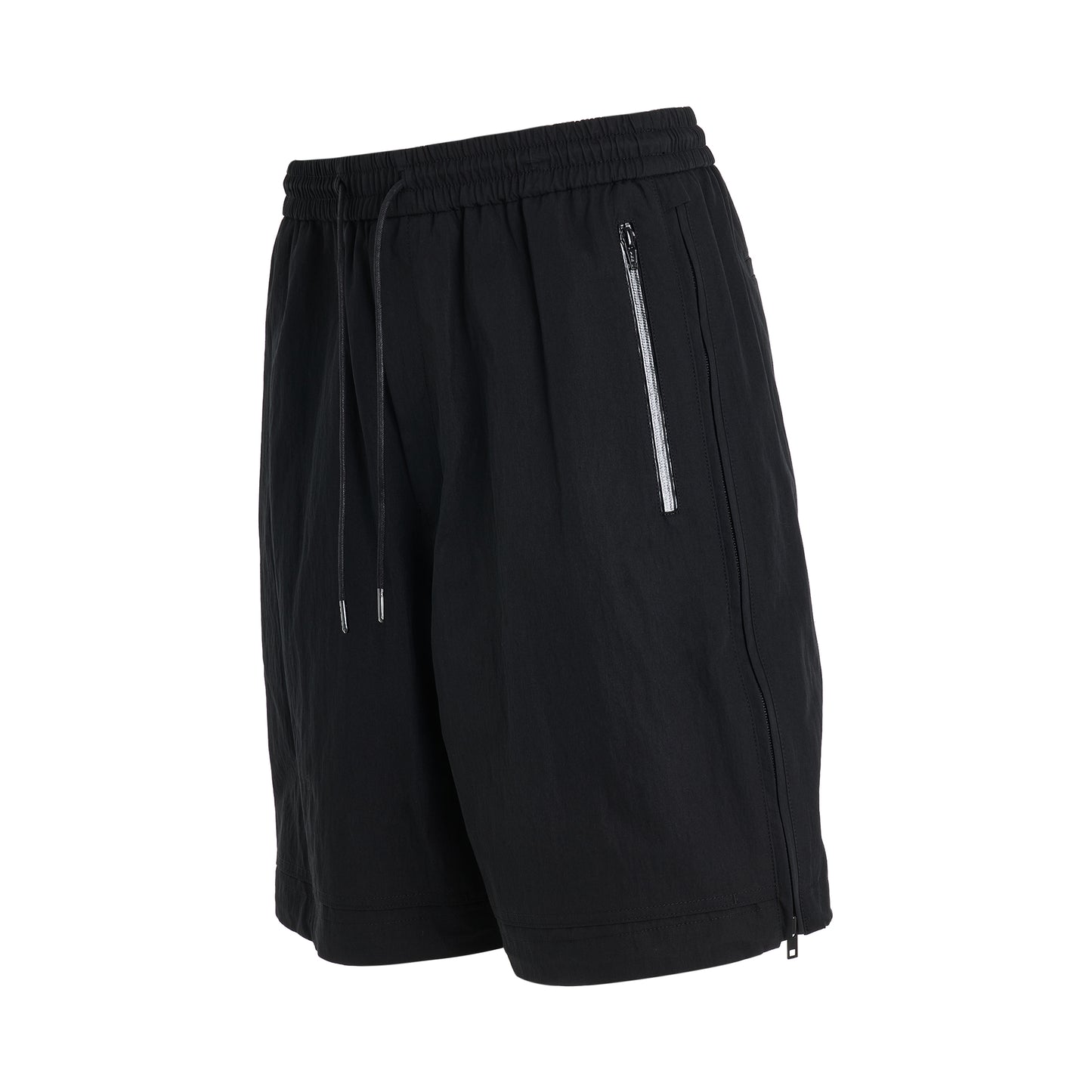 Cotton Side Zipper Shorts in Black