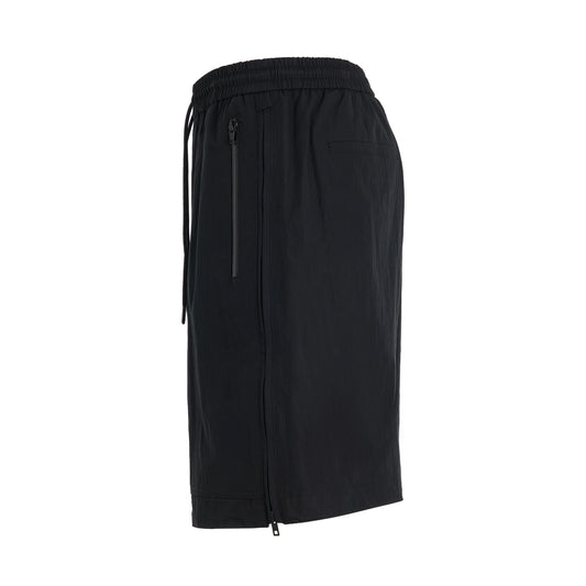 Cotton Side Zipper Shorts in Black