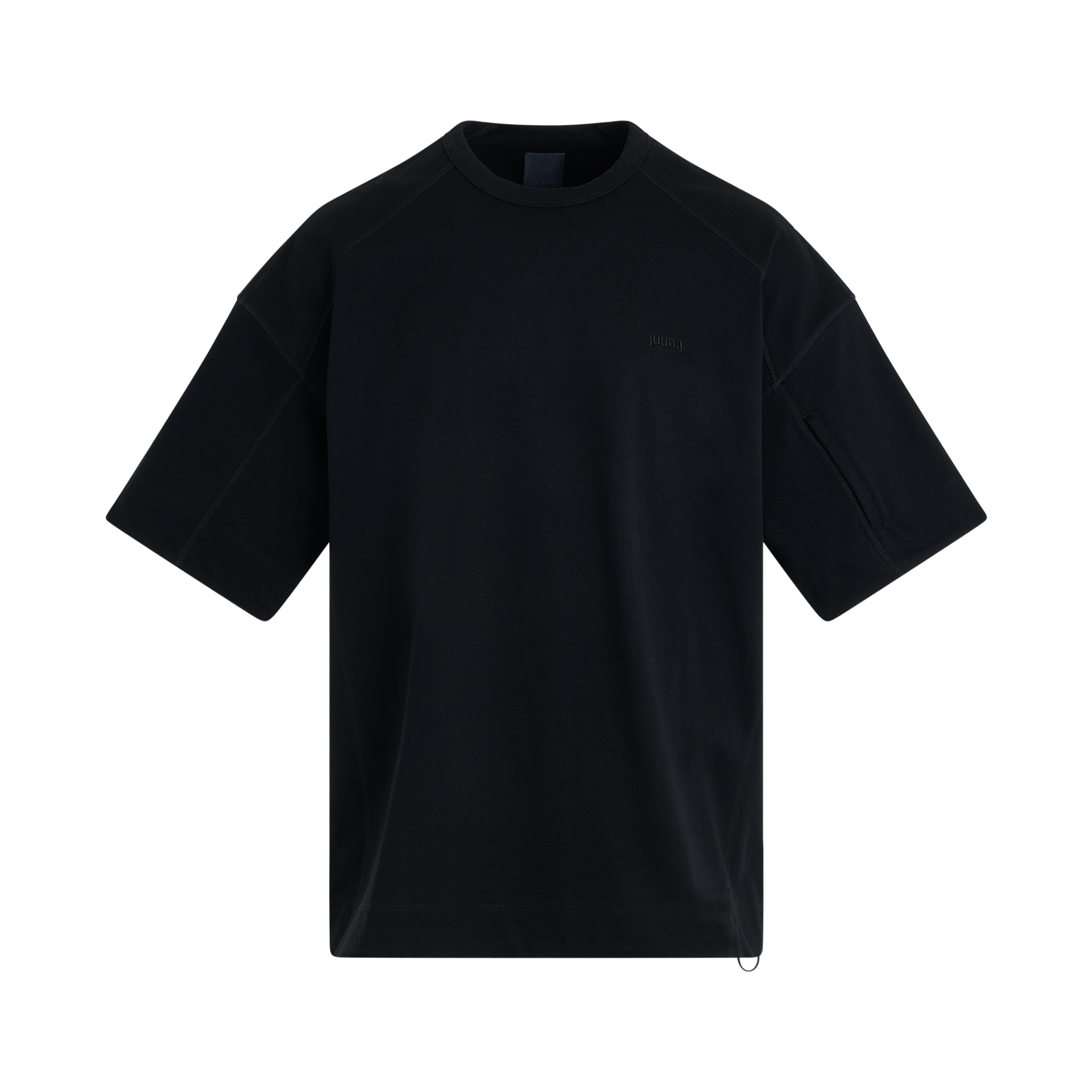 Sleeve Zip Over Fit T-Shirt in Black