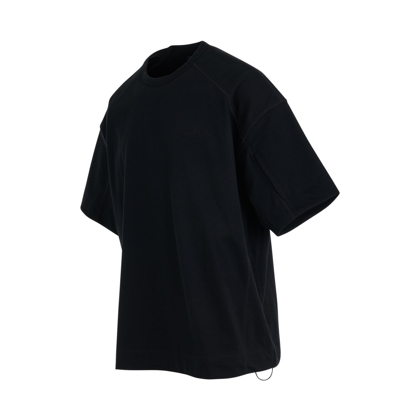 Sleeve Zip Over Fit T-Shirt in Black