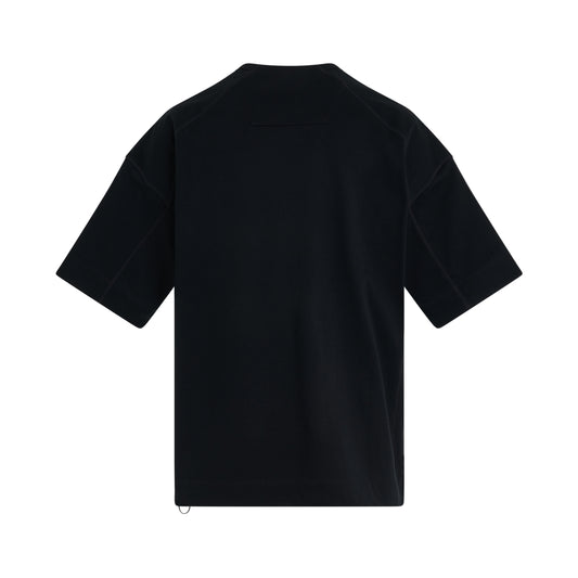 Sleeve Zip Over Fit T-Shirt in Black