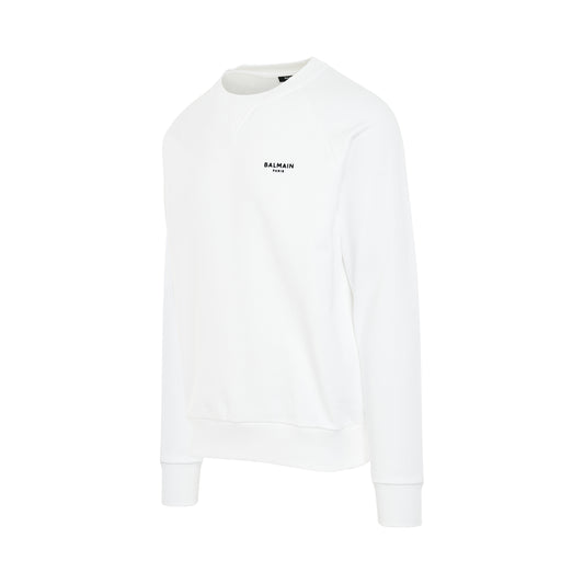 Classic Flock Logo Sweatshirt in White