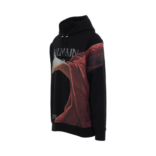 Statue Printed Hoodie in Black/Red/Light Beige