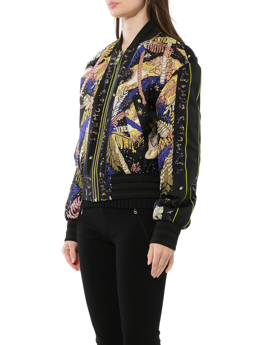 Print Bomber Jacket in Black