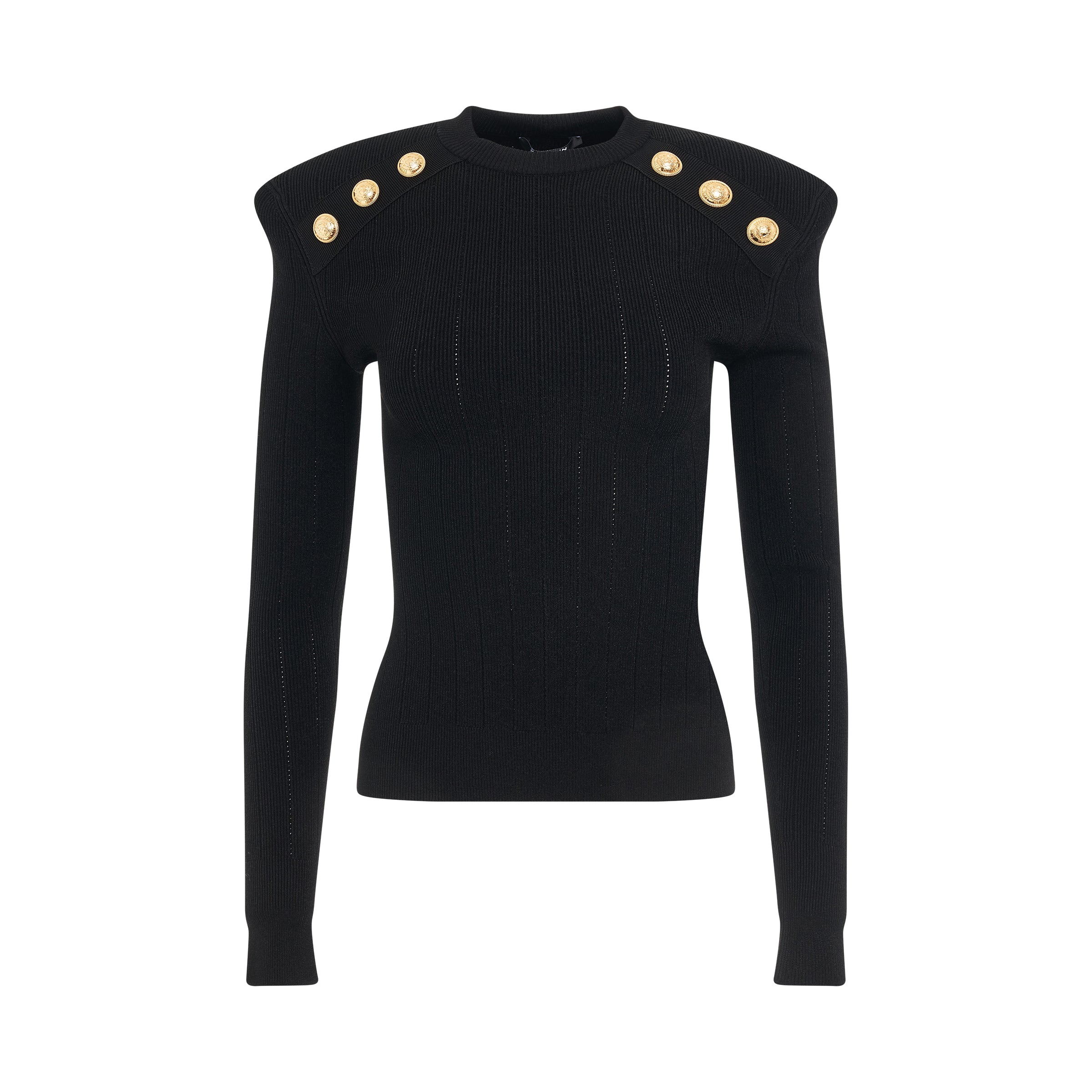 6 Buttons Knit Pullover in Black