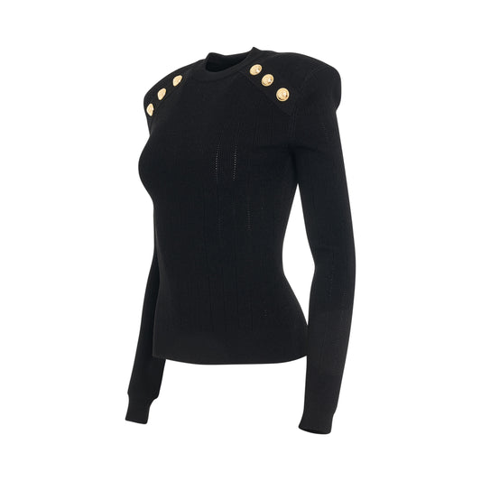 6 Buttons Knit Pullover in Black