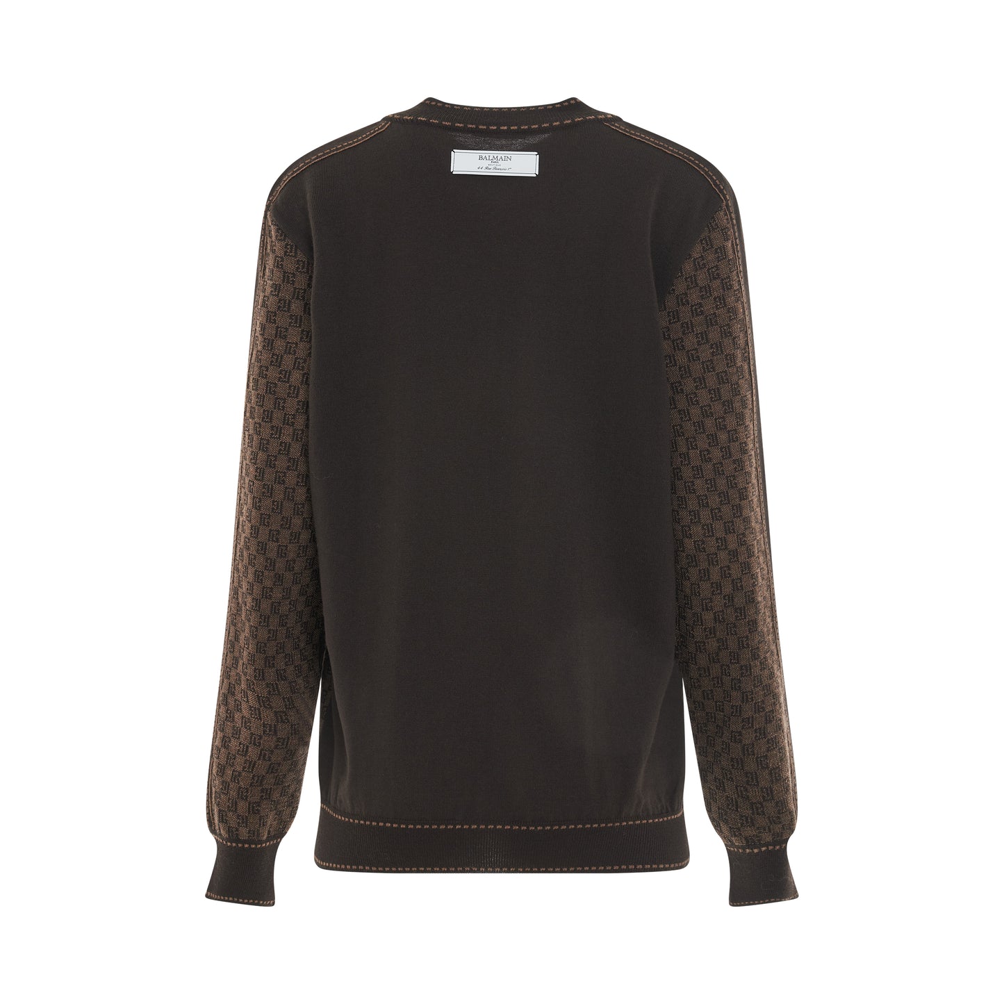 Monogram Jacquard Knitted Pullover in Brown