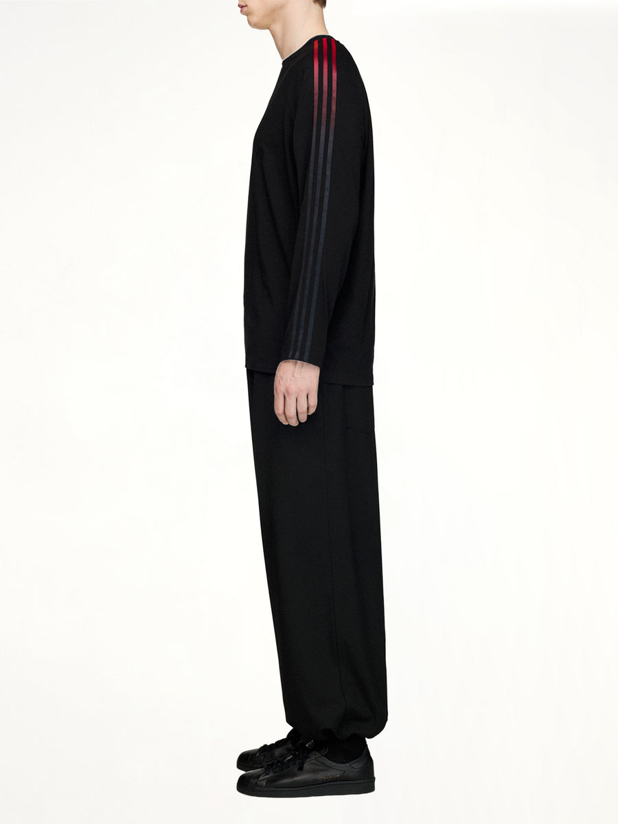 Gradient 3 Stripe LS T-Shirt in Black/Red