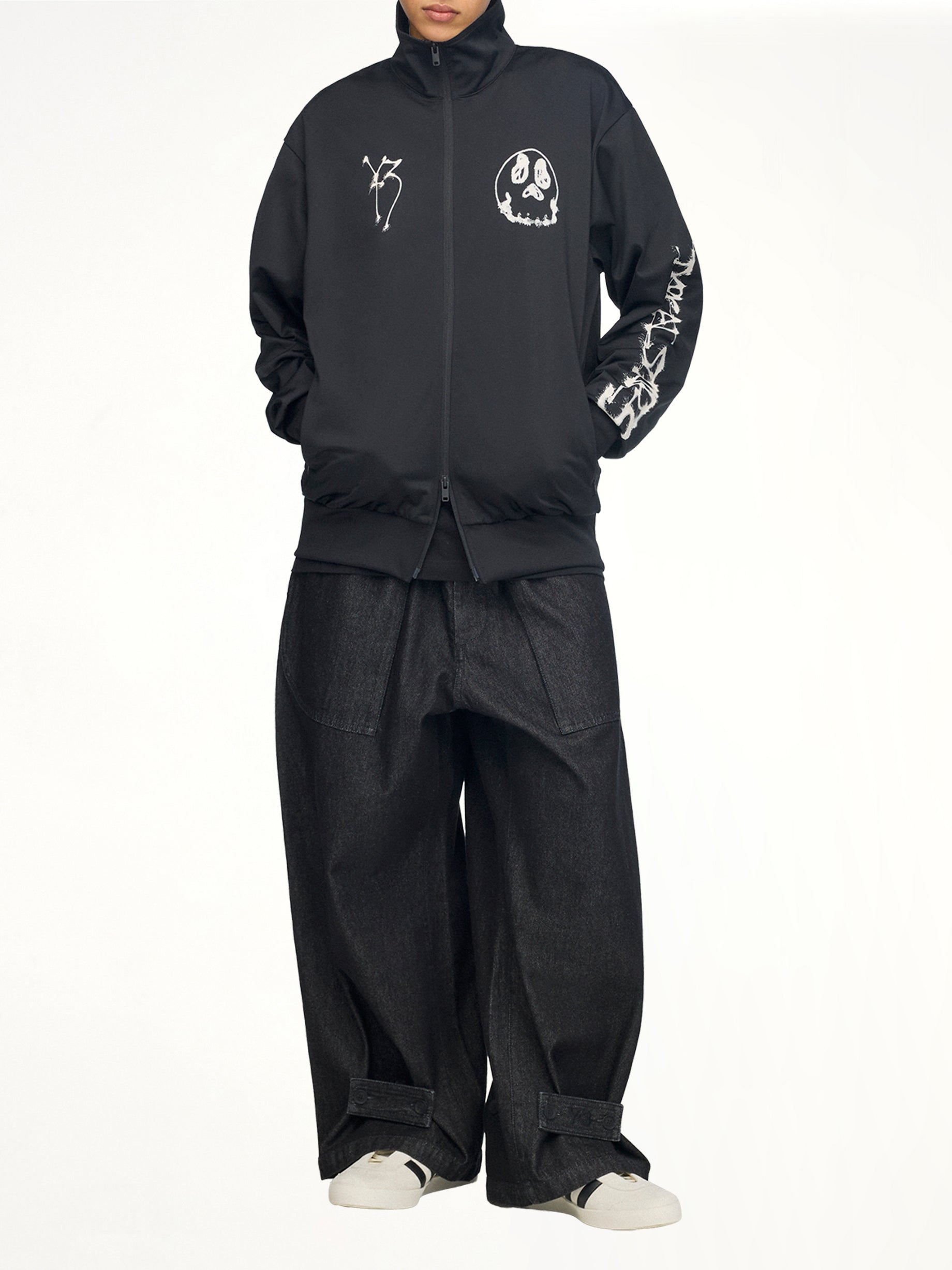3 Stripes Skull Track Top in Black