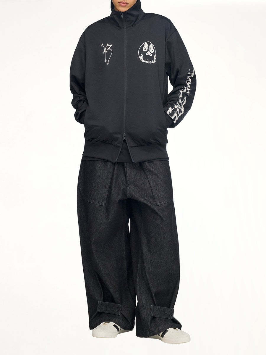 3 Stripes Skull Track Top in Black