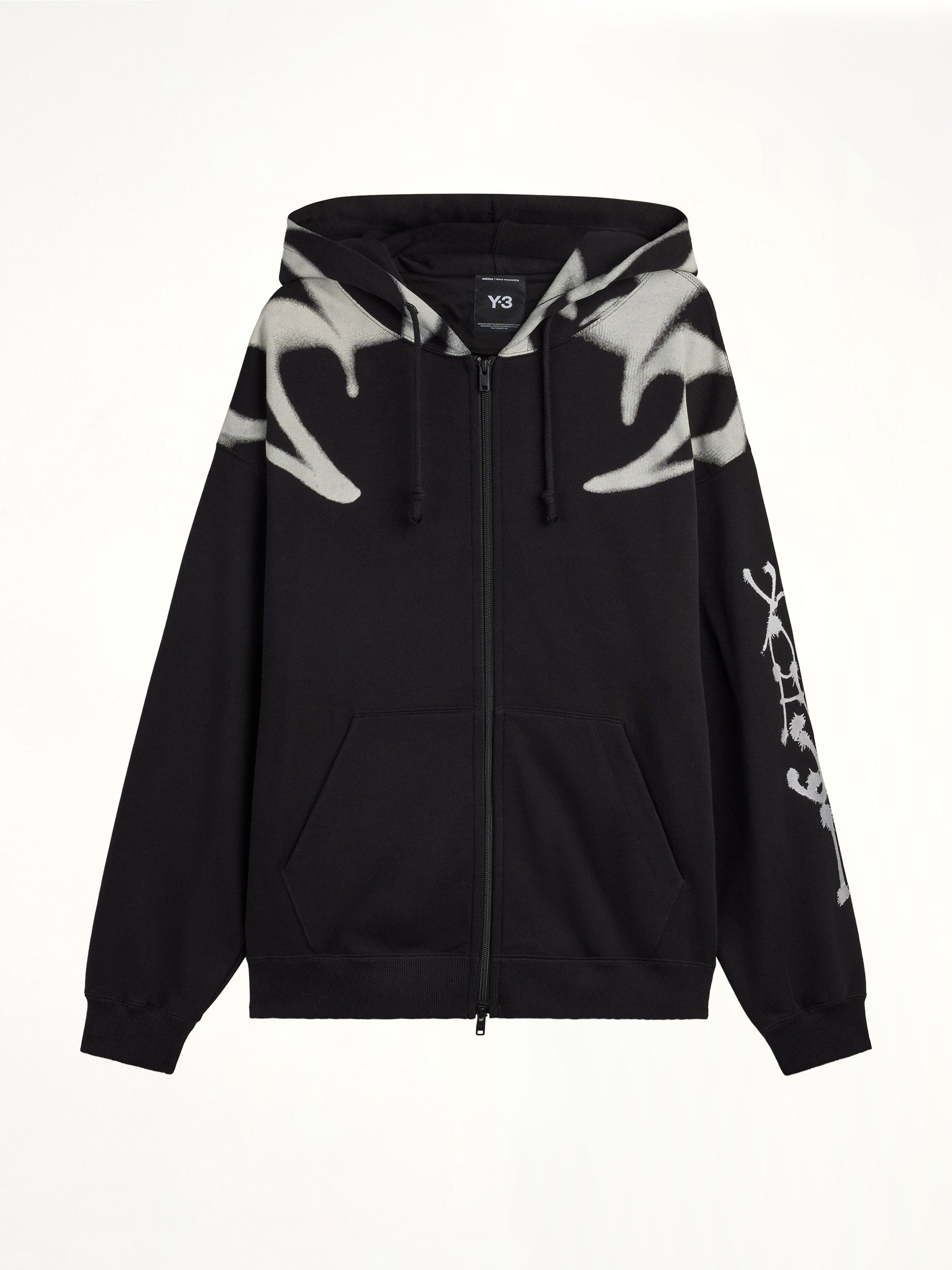 Yaksha Graphic Zip Hoodie in Black