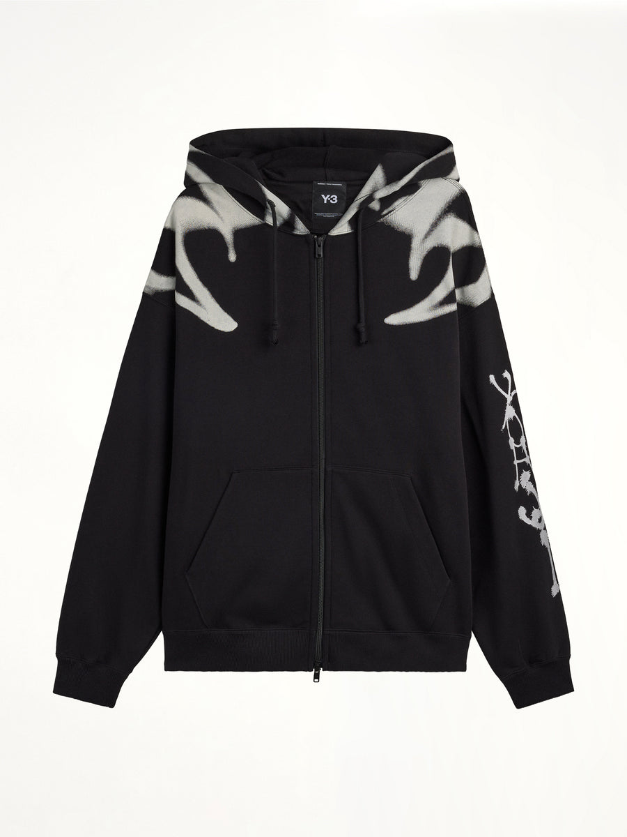 Yaksha Graphic Zip Hoodie in Black