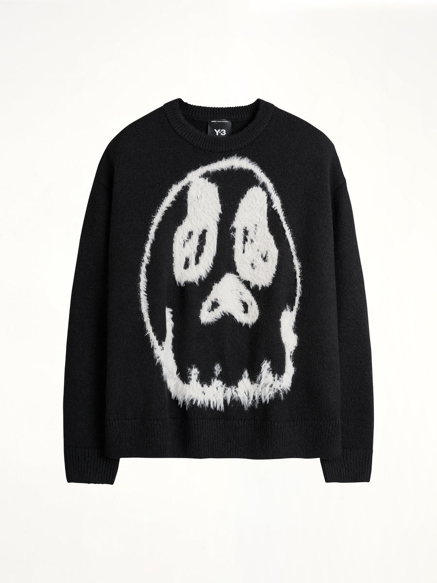Skull Graphic Knit Sweater in Black