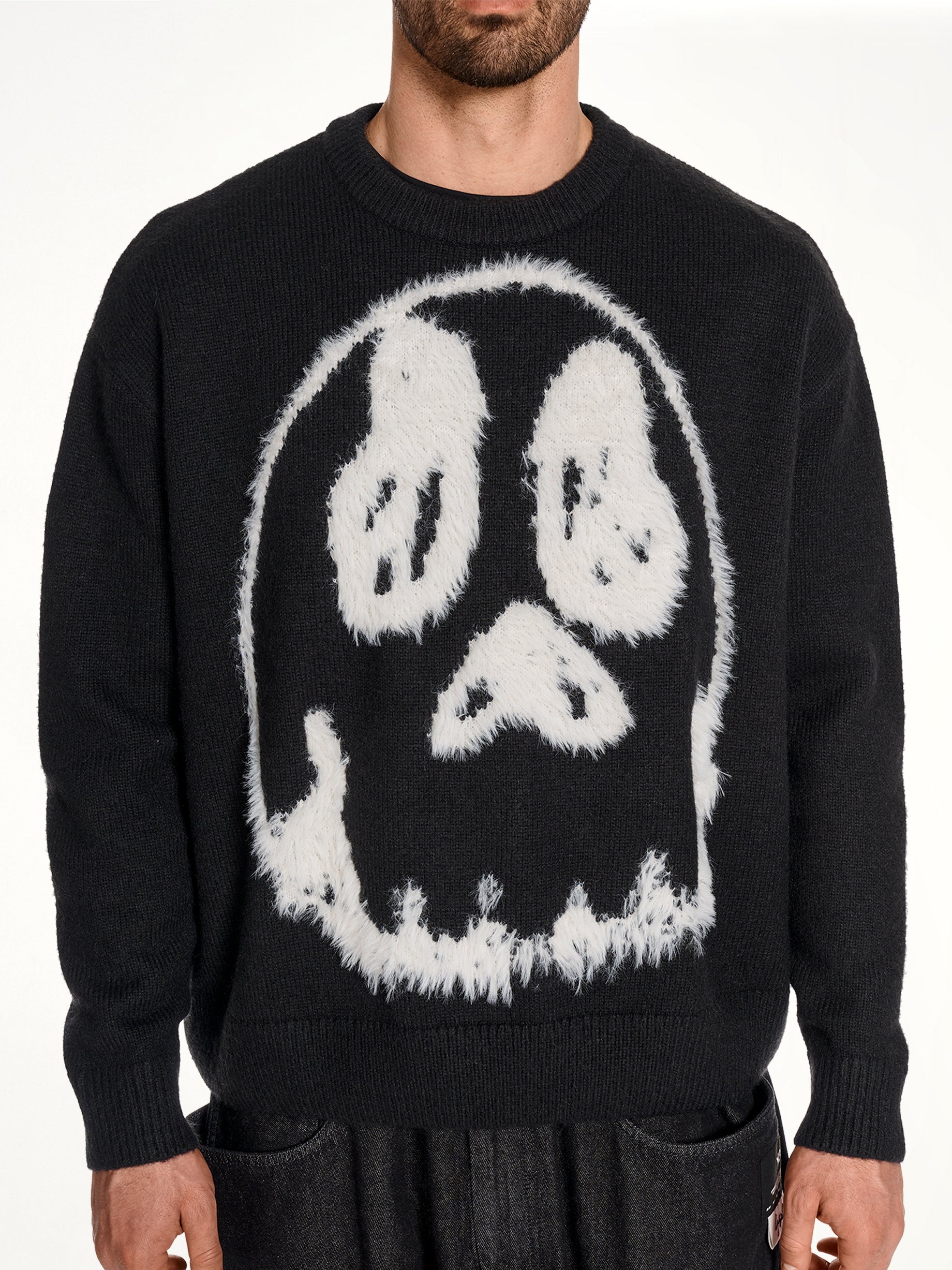 Skull Graphic Knit Sweater in Black
