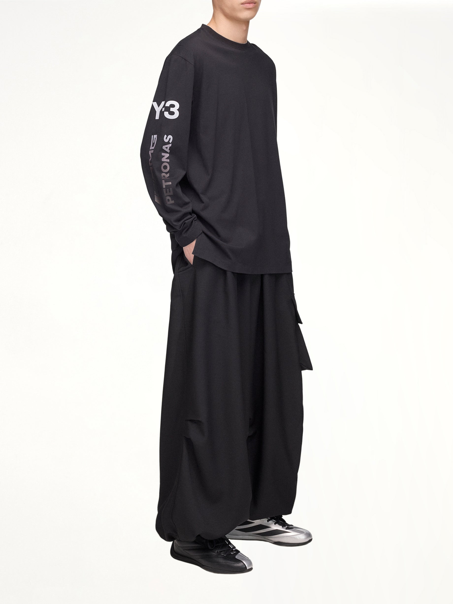 Y-3 F1 Chaos LS T-Shirt in Black Model View from MARAIS