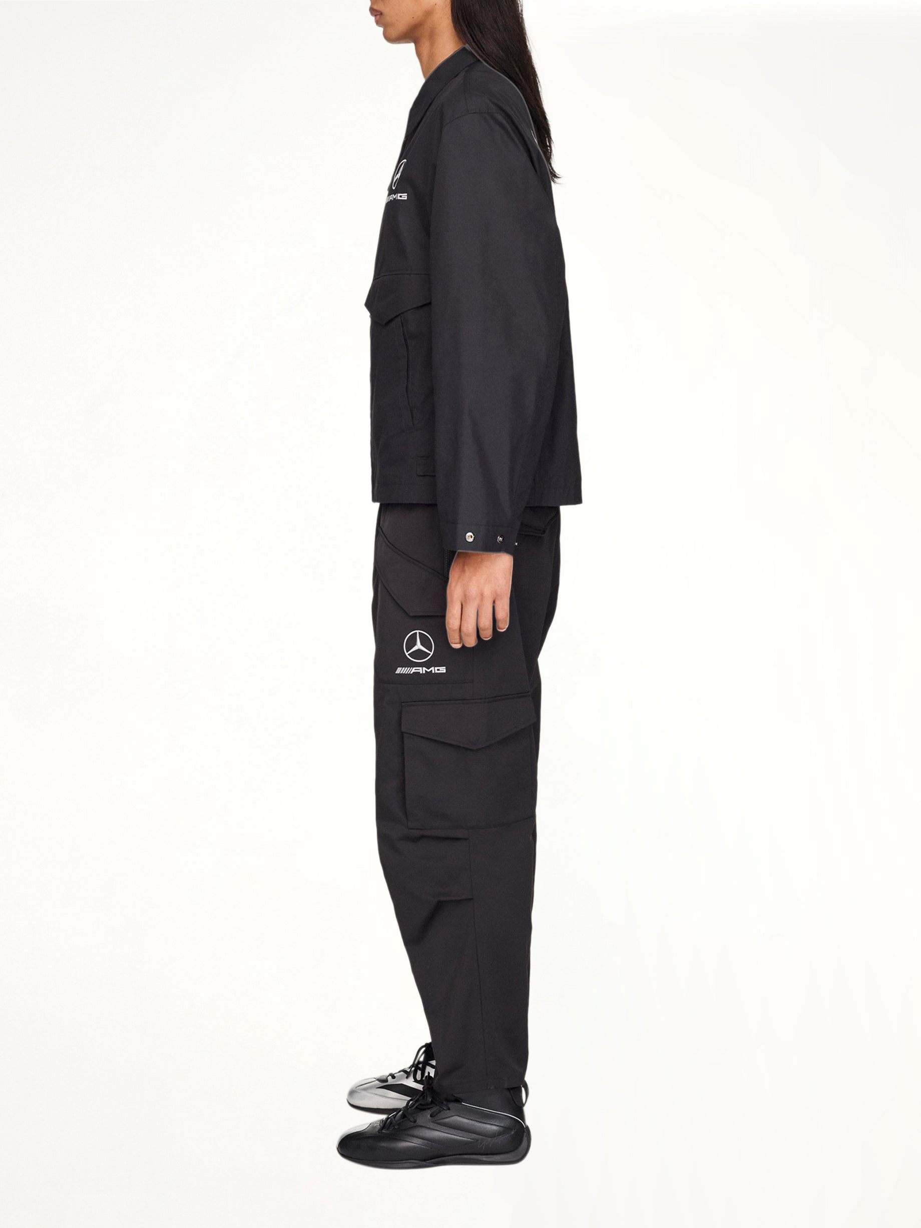 Y-3 F1 Cargo Pants in Black Model View from MARAIS