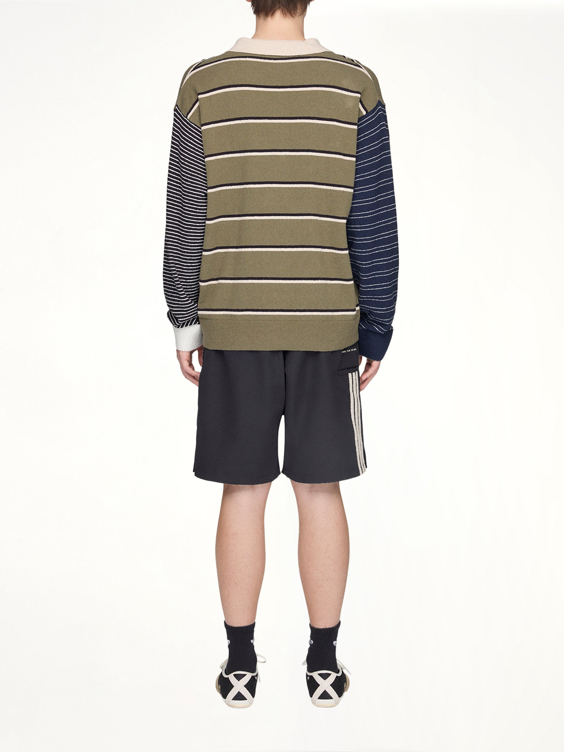 SONG FOR THE MUTE , Adidas x SFTM ADI007 LS T-Shirt in Olive Strata Back View from MARAIS
