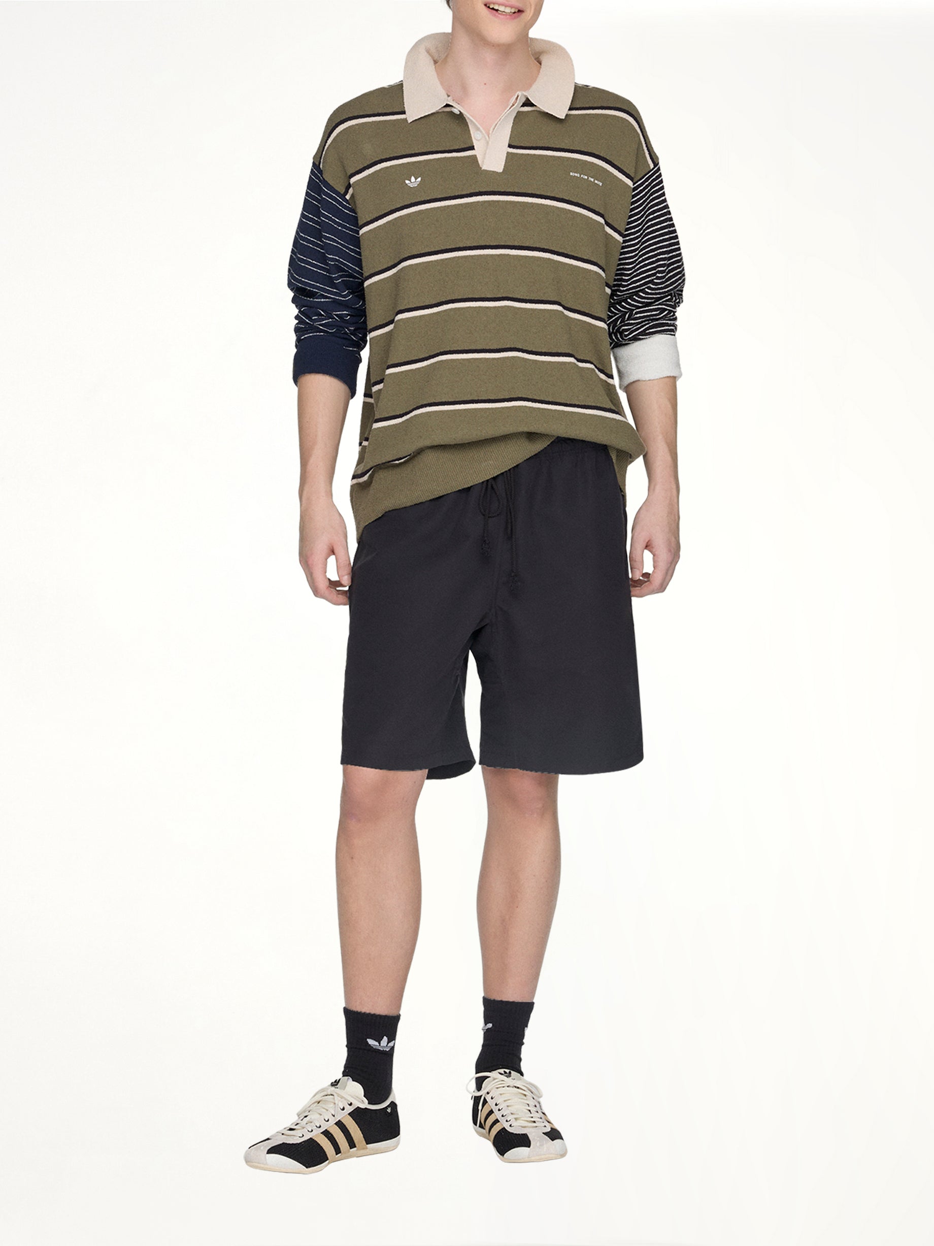 SONG FOR THE MUTE , Adidas x SFTM ADI007 LS T-Shirt in Olive Strata Full Reference from MARAIS