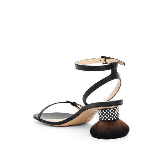 Petal Brush Heel Sandal in Black