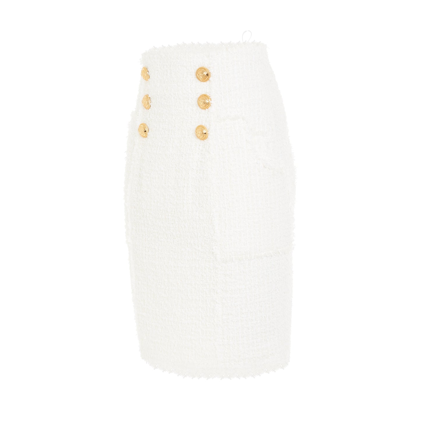 6 Buttons Tweed Short Skirt in White