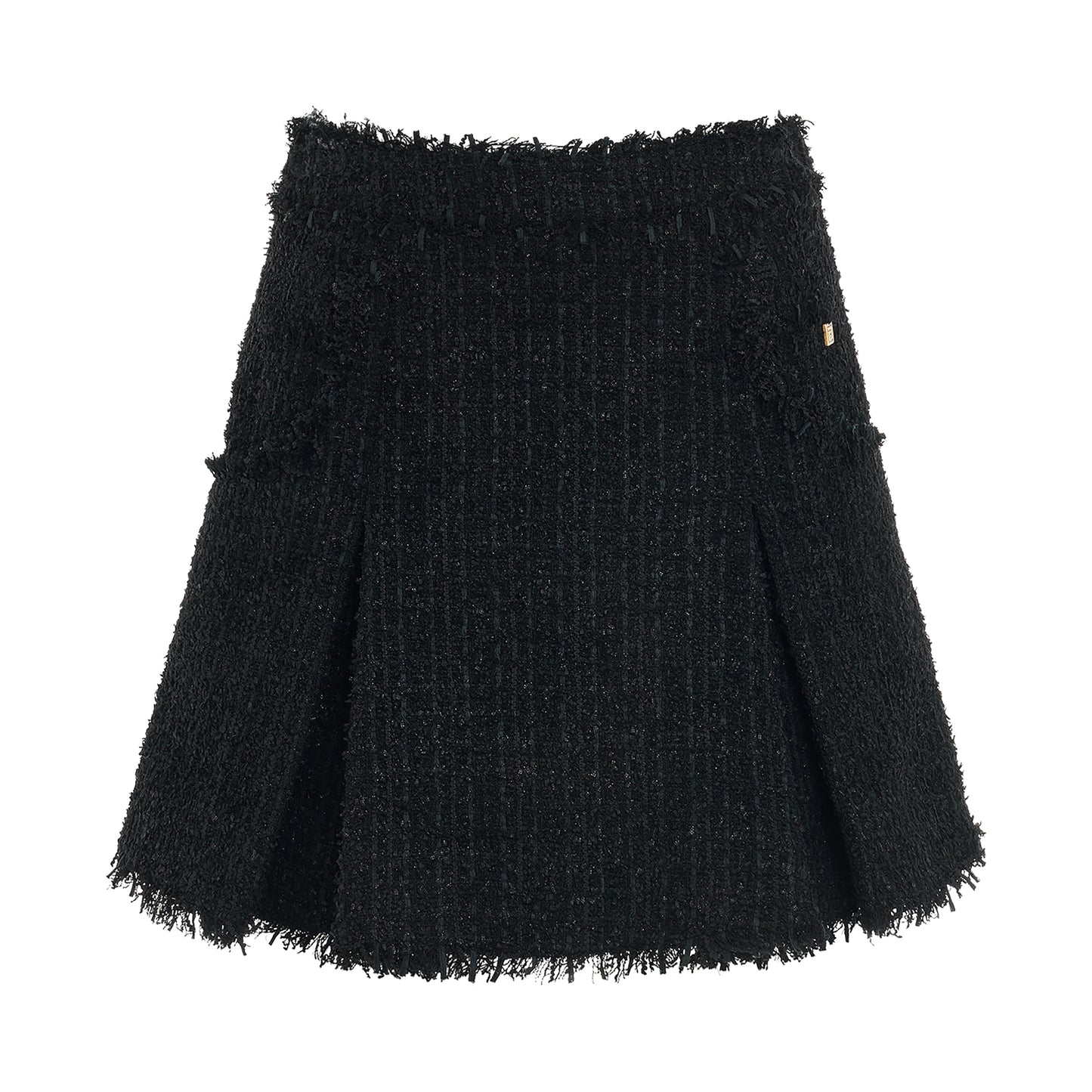 Tweed Flare Short Skirt in Black