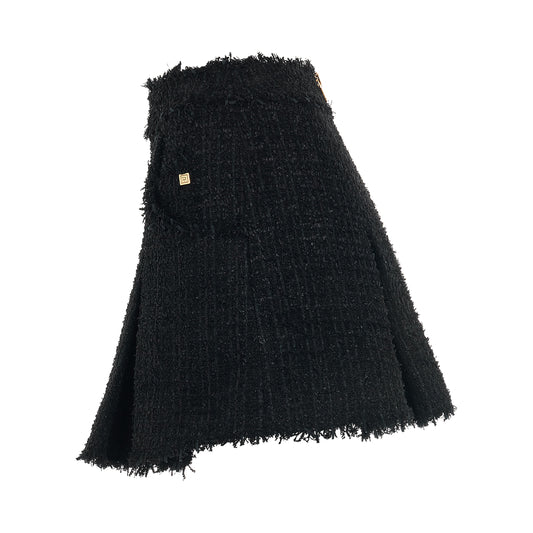 Tweed Flare Short Skirt in Black