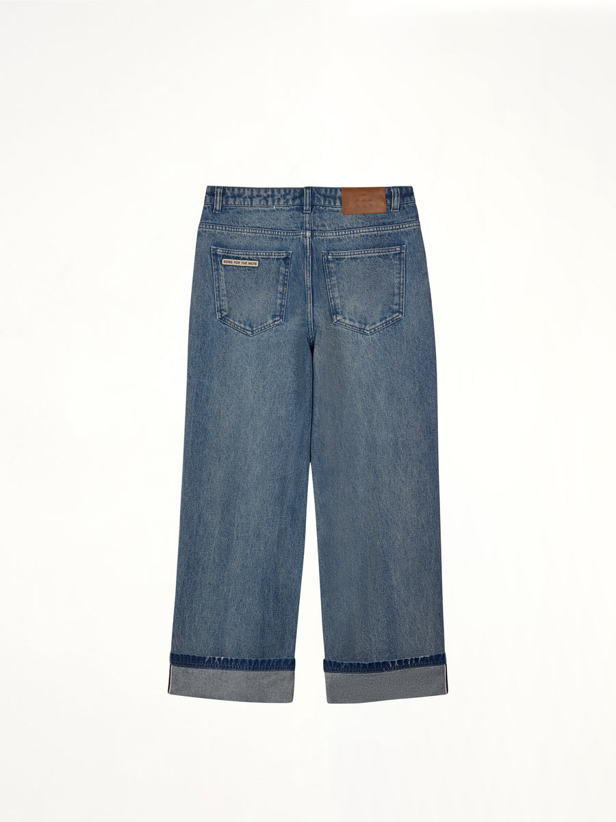 Adidas x SFTM Pants in Medium Blue Denim