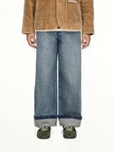 Adidas x SFTM Pants in Medium Blue Denim