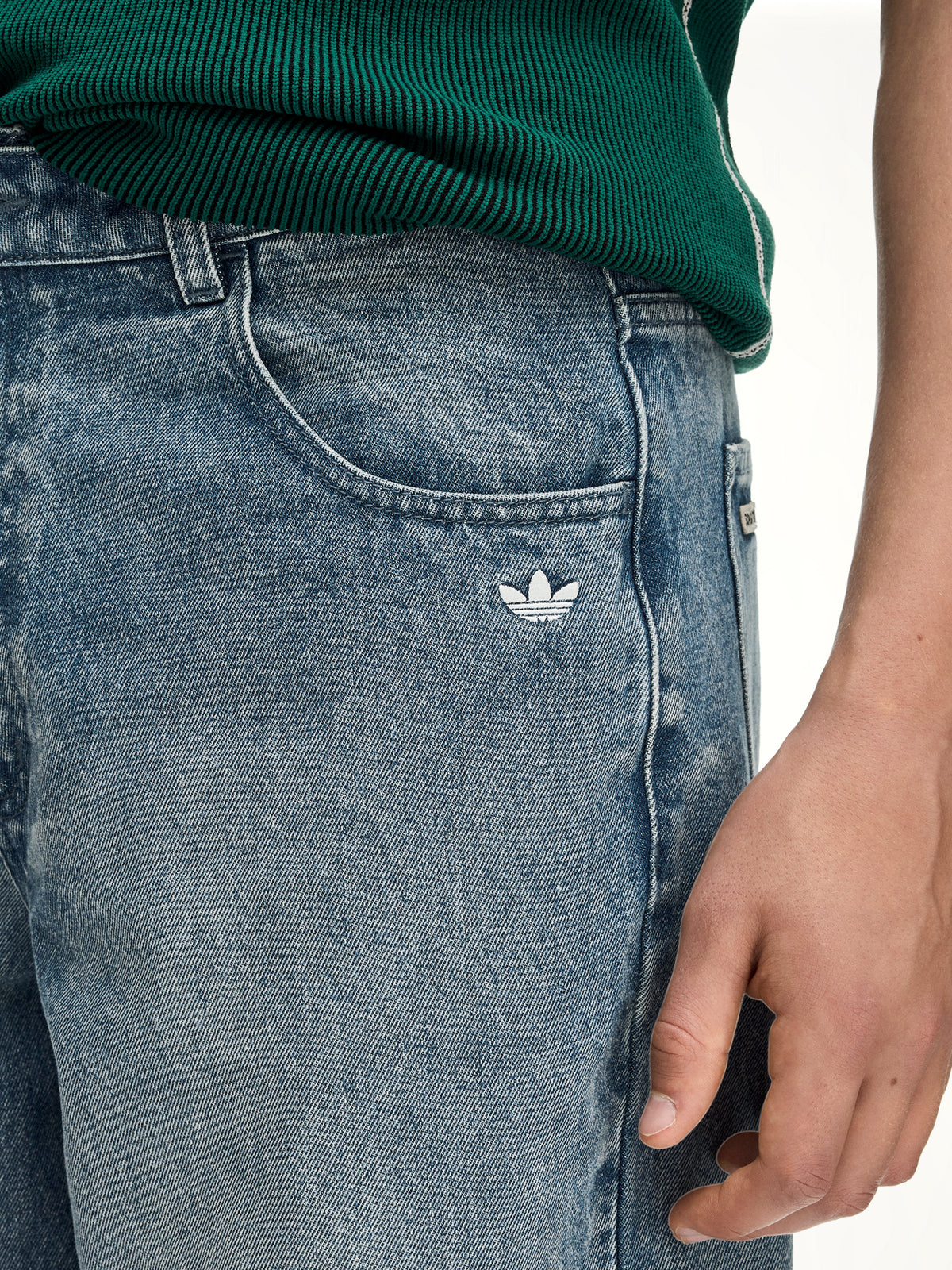 Adidas x SFTM Pants in Medium Blue Denim