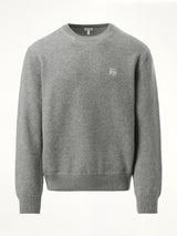 Anagram Embroidered Knit Sweater in Grey Melange