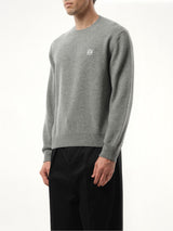 Anagram Embroidered Knit Sweater in Grey Melange