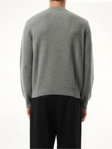 Anagram Embroidered Knit Sweater in Grey Melange