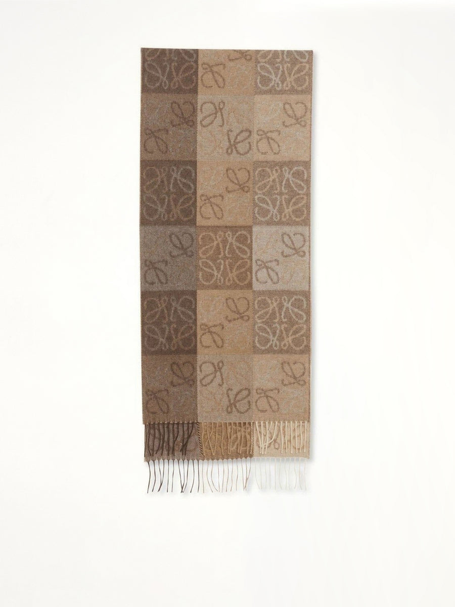 Anagram Wool Scarf in Beige/White