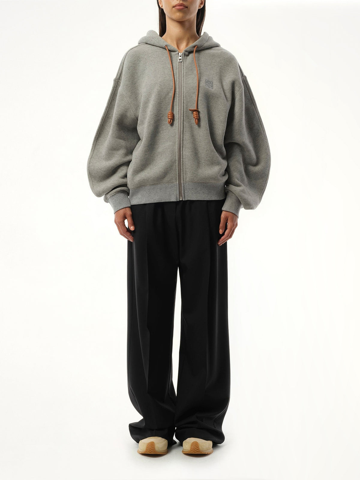 Flamenco Zip Hoodie in Grey Melange