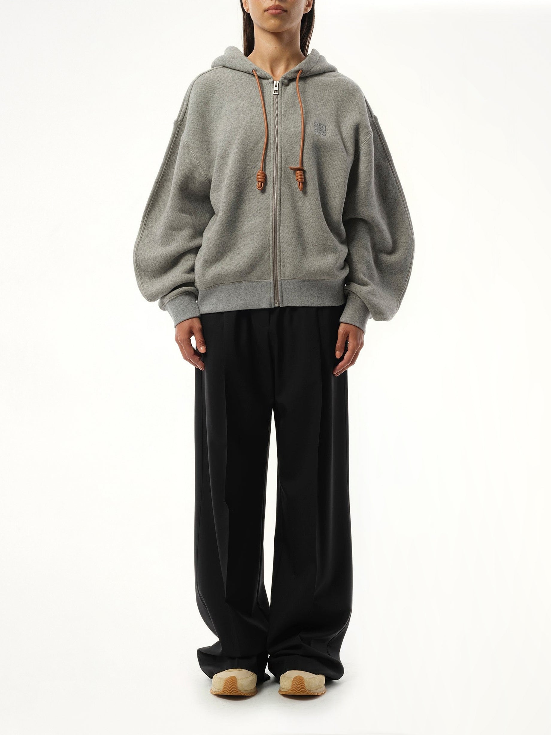 Flamenco Zip Hoodie in Grey Melange