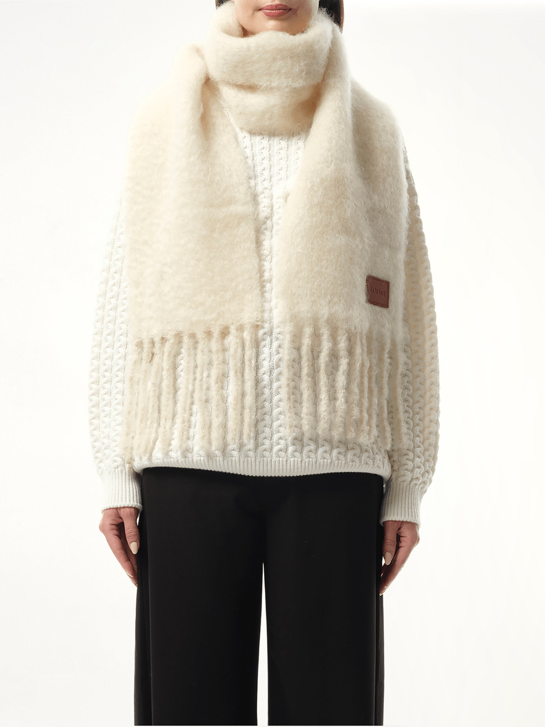Mohair Blend Scarf in White