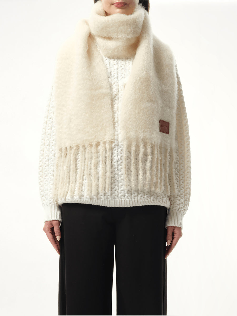 Mohair Blend Scarf in White