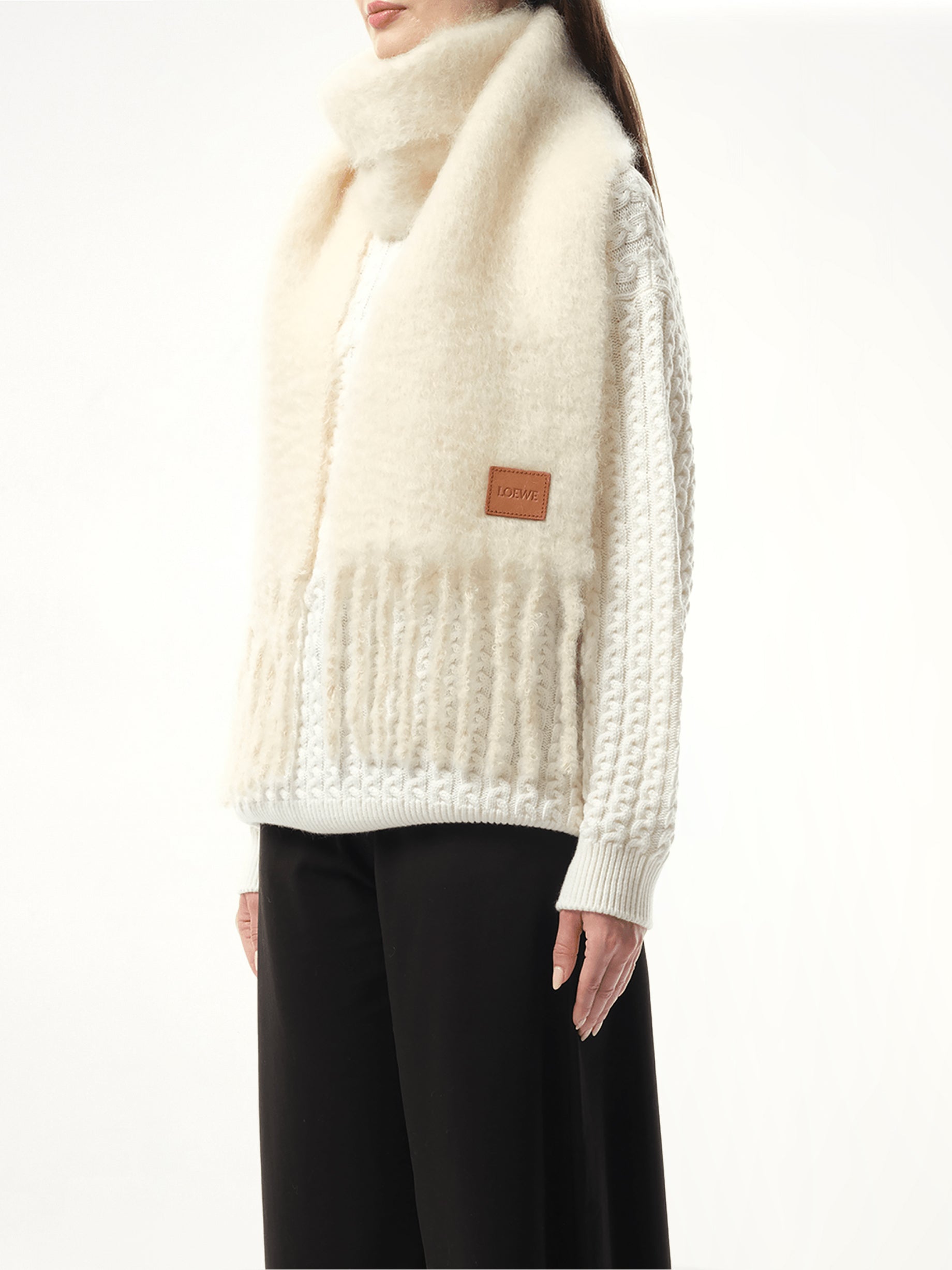Mohair Blend Scarf in White