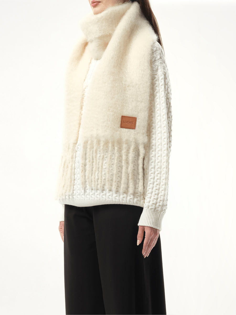 Mohair Blend Scarf in White