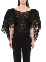 Lace Puffy Cape Corset in Black